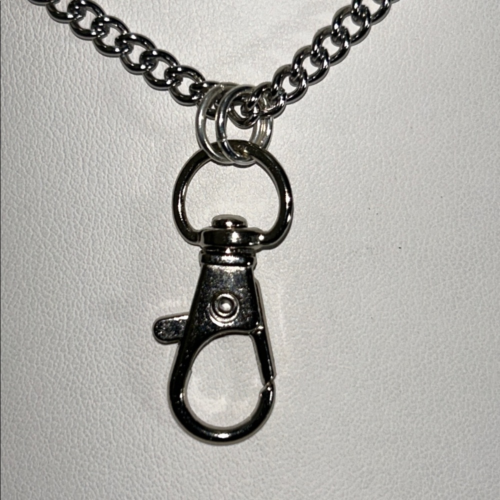 Artisan Made Hypoallergenic Stainless Steel Chain Badge Holder Necklace